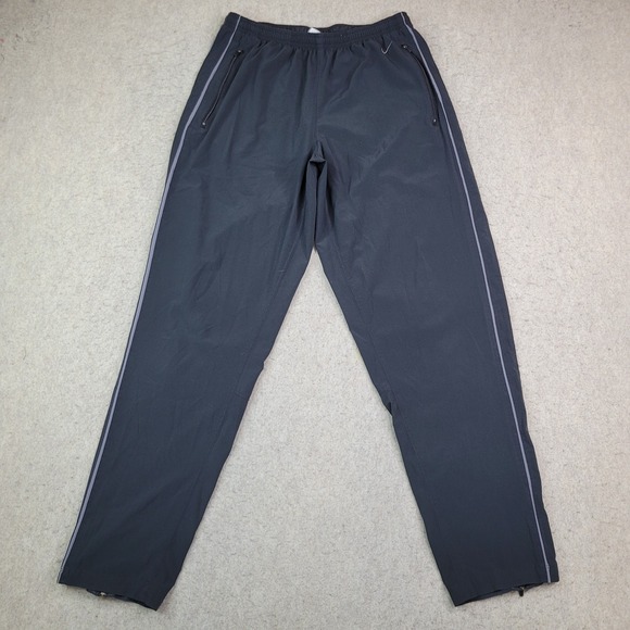 Vintage Nike Fit Dry Wind Pants Mens M Black Drawstring Zip Ankle Stretch Active - Picture 1 of 14